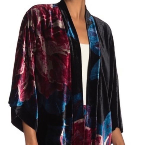 Crushed Velvet Kimono Jacket Trina Turk Luxe Plush Agave Exclusive XS / S - Picture 2 of 15